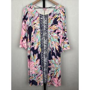 Lilly Pulitzer‎ Ophelia Dress Women's Large 3/4 Bell Sleeves Stretch Tropical